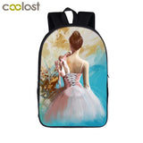 Ballet Dancer Backpack Girls School Bags Casual Shoulder Bag