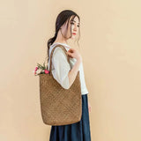 Bamboo Pure Bags Women's Shoulder Tote Handbag for Beach Travel