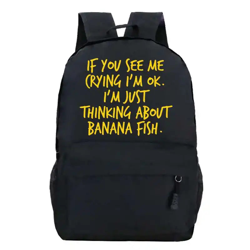 Banana Fish Teen School Bag for Girls Backpack Solid Women Bookbags