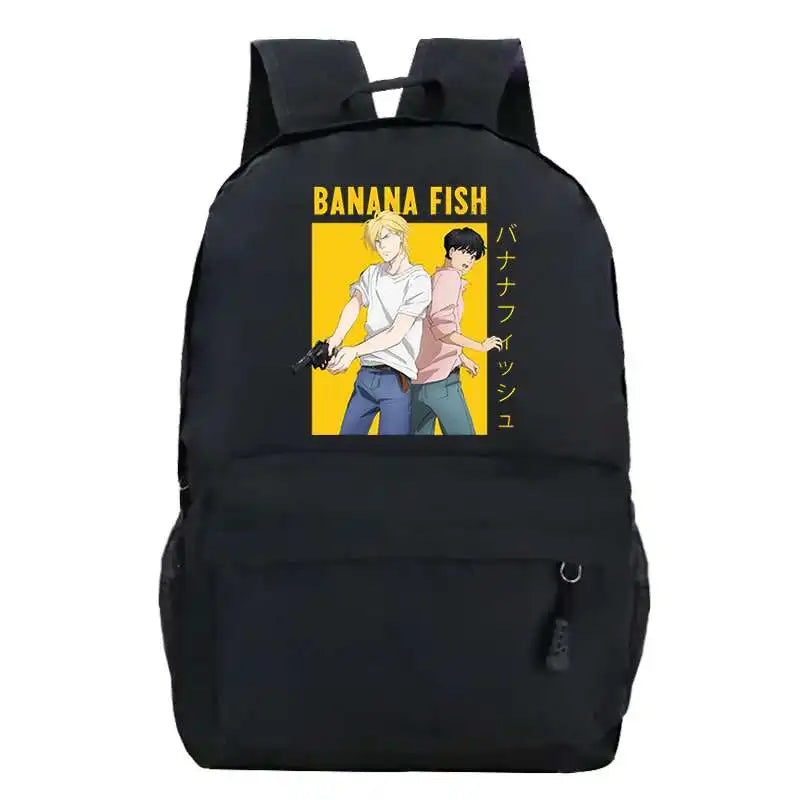 Banana Fish Women Leather School Bag Backpack Anime Travel Backpack