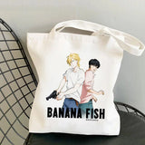 Banana Fish Shopping Bag Cotton Jute Canvas Tote Eco-Friendly Reusable