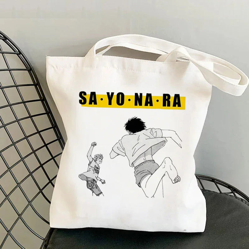 Banana Fish Shopping Bag Cotton Jute Canvas Tote Eco-Friendly Reusable