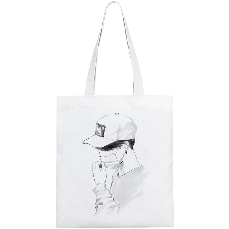 Bangtan Boys Shopping Bag Cotton Jute Saco Reciclaje Cabas