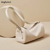 Barrel-shaped Shoulder Bags Soft PU Leather Big Capacity Handbags