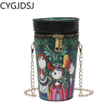 Office Crossbody Leather Barrel Bag for Women