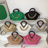 Pleated Shoulder Bag Metal Chain Clutch Purse Large Capacity Hobos Bag