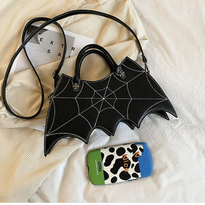 Bat Handbag Crossbody Satchels Halloween Fun Girl Pu Leather Messenger Bag