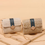 Straw Beach Bag Chain Small Square Bag