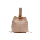 Straw Beach Bag Cross Body Bucket Shoulder Bag for Women Girls