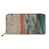 Beach Landscape Pattern Long Wallets Zipper Phone Bag for Girls Clutch Purse