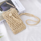 Straw Tassel Crossbody Bag Beach Mobile Phone Vintage Small Shoulder Bag