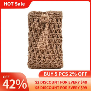 Beach Mobile Phone Bag Summer Mini Crossbody Vintage Female Straw Tassel Bag