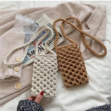 Summer Straw Crossbody Bag with Tassel for Girls