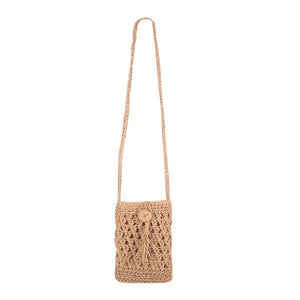 Summer Straw Tassel Bag Mini Crossbody Beach Mobile Phone Bag
