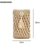 Beach Mobile Phone Bag Summer Mini Crossbody Straw Tassel Bag