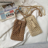 Beach Mobile Phone Bag Summer Mini Crossbody Straw Tassel Bag