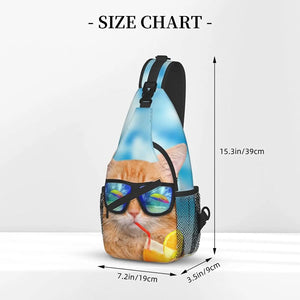 Orange Cat Sling Bag Crossbody Backpack Travel Chest Bag