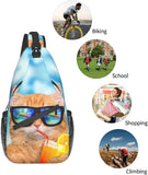 Orange Cat Sling Bag Crossbody Backpack Travel Chest Bag