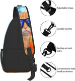 Orange Cat Sling Bag Crossbody Backpack Travel Chest Bag