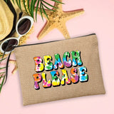 Beach Linen Clutch Bag Women Makeup Bags Beach Holiday Sunscreen Storage Pouches