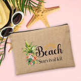Beach Linen Clutch Bag Women Makeup Bags Beach Holiday Sunscreen Storage Pouches