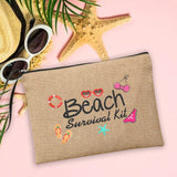 Beach Linen Clutch Bag Women Makeup Bags Beach Holiday Sunscreen Storage Pouches
