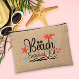 Beach Linen Clutch Bag Women Makeup Bags Beach Holiday Sunscreen Storage Pouches
