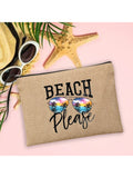 Beach Linen Clutch Bag Women Makeup Bags Beach Holiday Sunscreen Storage Pouches