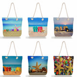 Beach Shell Print Tote Bag Women Shoulder Bag Eco Friendly Portable
