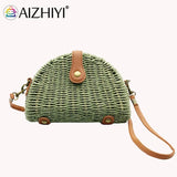 Beach Shoulder Bow Bags Woven Semicircle Ladies Purse