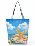 Beach Starfish Printed Shoulder Bag Eco Friendly Handbags for Women