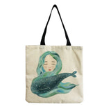 Whale Sea Series Beach Tote Bag Eco Friendly Shoulder Handbag