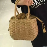 Straw Tote Beach Bag with Tassels and Braided Tassel Rattan Bag