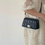 Plaid Bead Chain Shoulder Bag for Women Ladies Underarm Purses and Handbags
