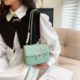 Beaded Chain Women's Shoulder Bag PU Leather Crossbody Bags