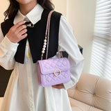 Beaded Chain Women's Shoulder Bag PU Leather Crossbody Bags