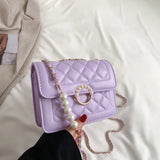 Beaded Chain Women's Shoulder Bag PU Leather Crossbody Bags