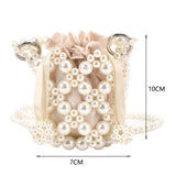 Beaded Pearls Shoulder Bag for Women Clutches Bucket Drawstring Messenger Handba