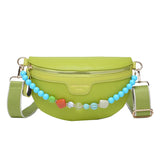 Women Beaded Waist Bag High Leather Fanny Pack Female Chest Belt Bag