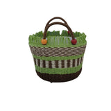 Striped Tassel Beach Bag for Women Paper Rope Woven Shopper Purses