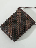 Retro Beaded Shoulder Bag Crossbody Mini Money Bag Flower Appliques Handbag