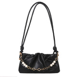 Women's Beaded Small Shoulder Bag with Pleated Design