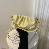 Women's Beaded Small Shoulder Bag with Pleated Design