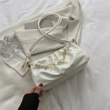Women's Beaded Small Shoulder Bag with Pleated Design
