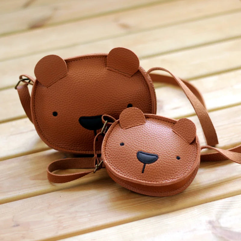 Bear Backpack Winter Child Girls Boy Cross Body Mini Leather Bag