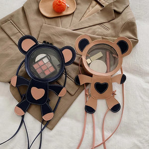 Bear Backpack for Women Teenage Student College PVC Shoulder School Satchel Bags