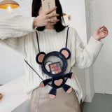 Bear Backpack for Women Teenage Student College PVC Shoulder School Satchel Bags
