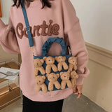 Bear Doll Canvas Shoulder Bag Women Casual Tote Party Messenger Bag