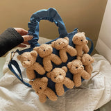 Bear Doll Canvas Shoulder Bag Women Casual Tote Party Messenger Bag