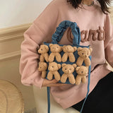 Bear Doll Canvas Shoulder Bag Women Casual Tote Party Messenger Bag